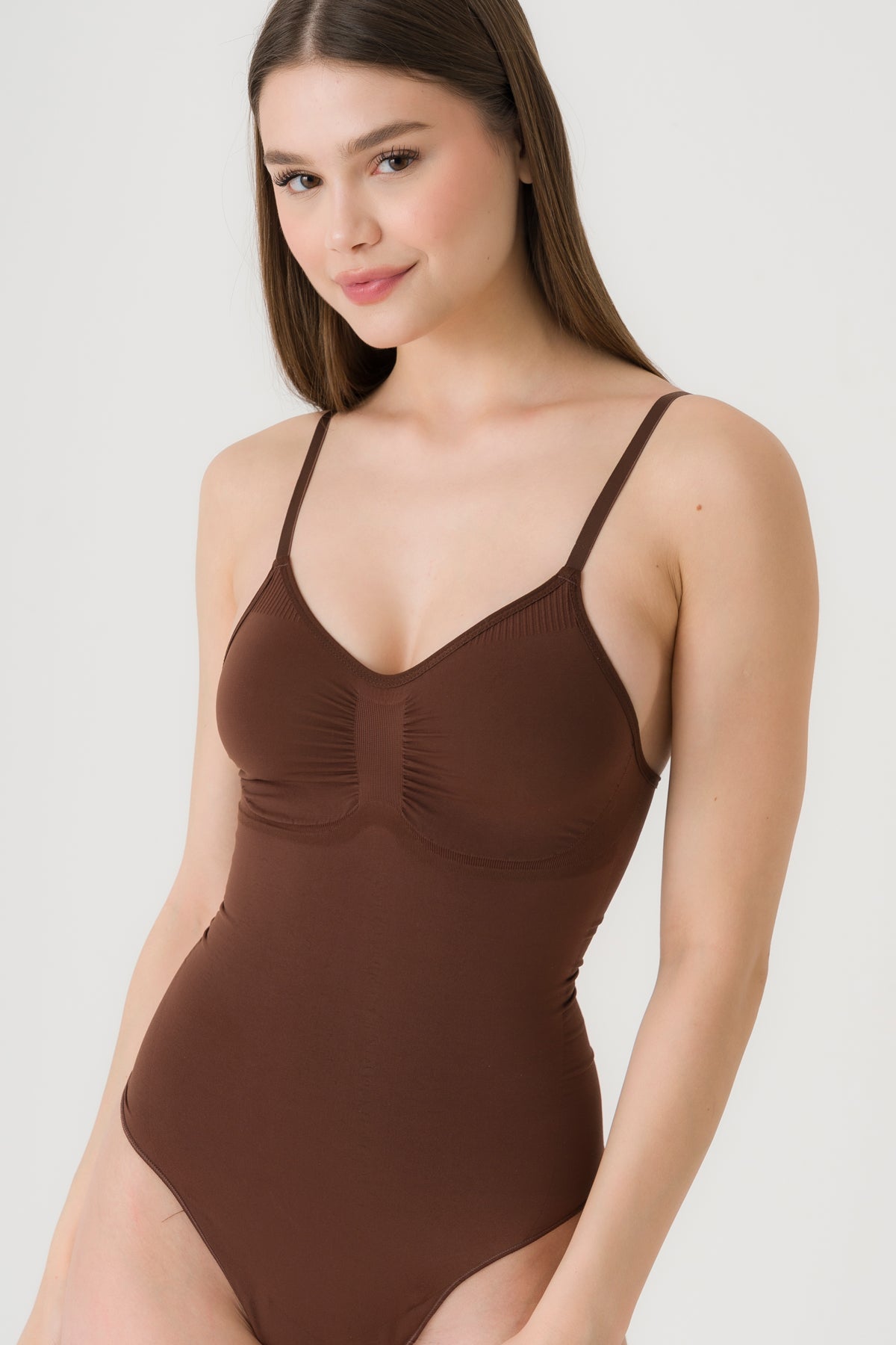 Shapewear Bodysuit mit String Dunkelbraun