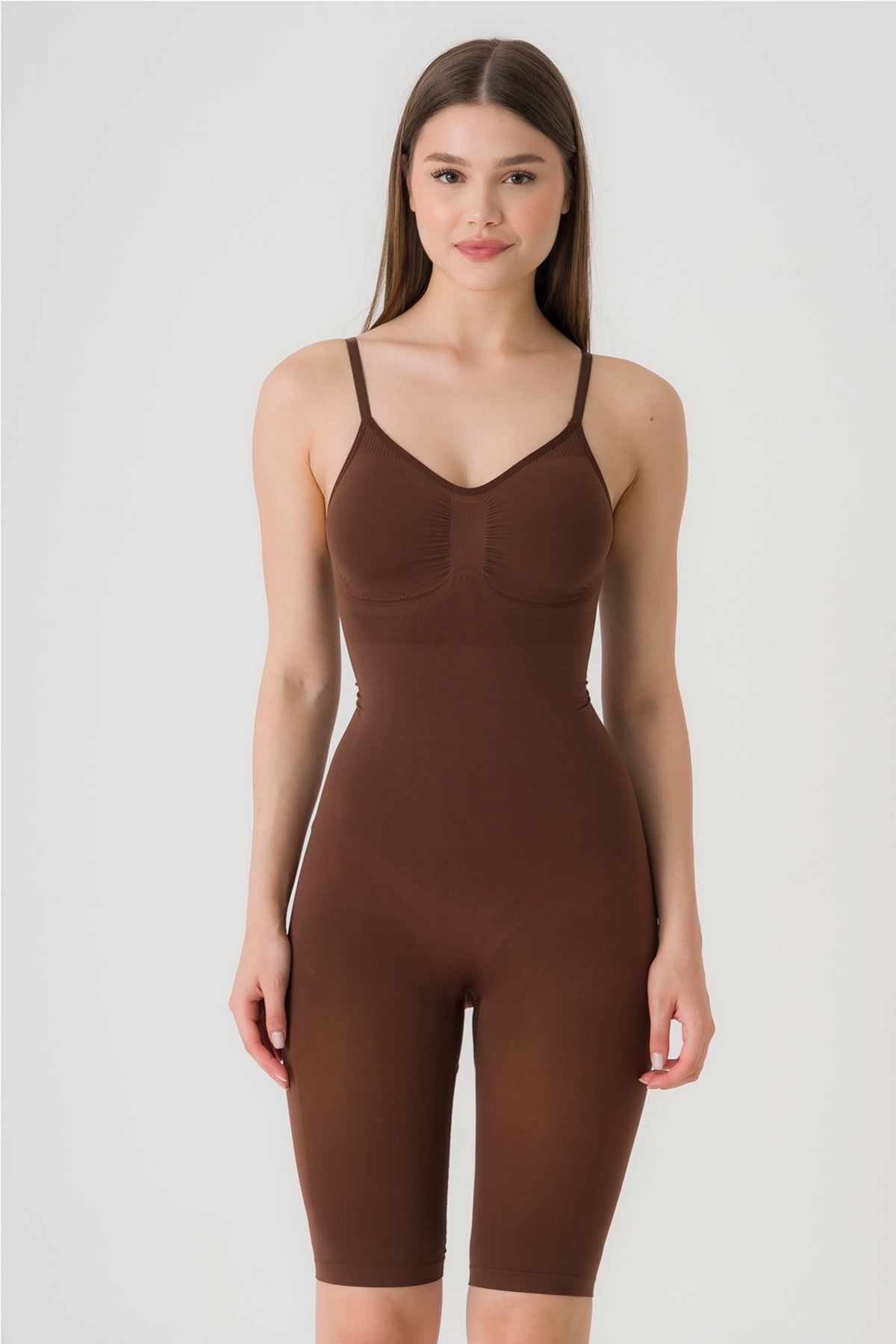Shapewear Bodysuit mit Shorts Dunkelbraun