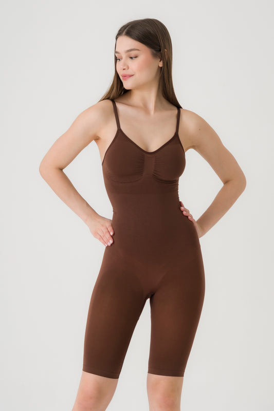 Shapewear Bodysuit mit Shorts Dunkelbraun