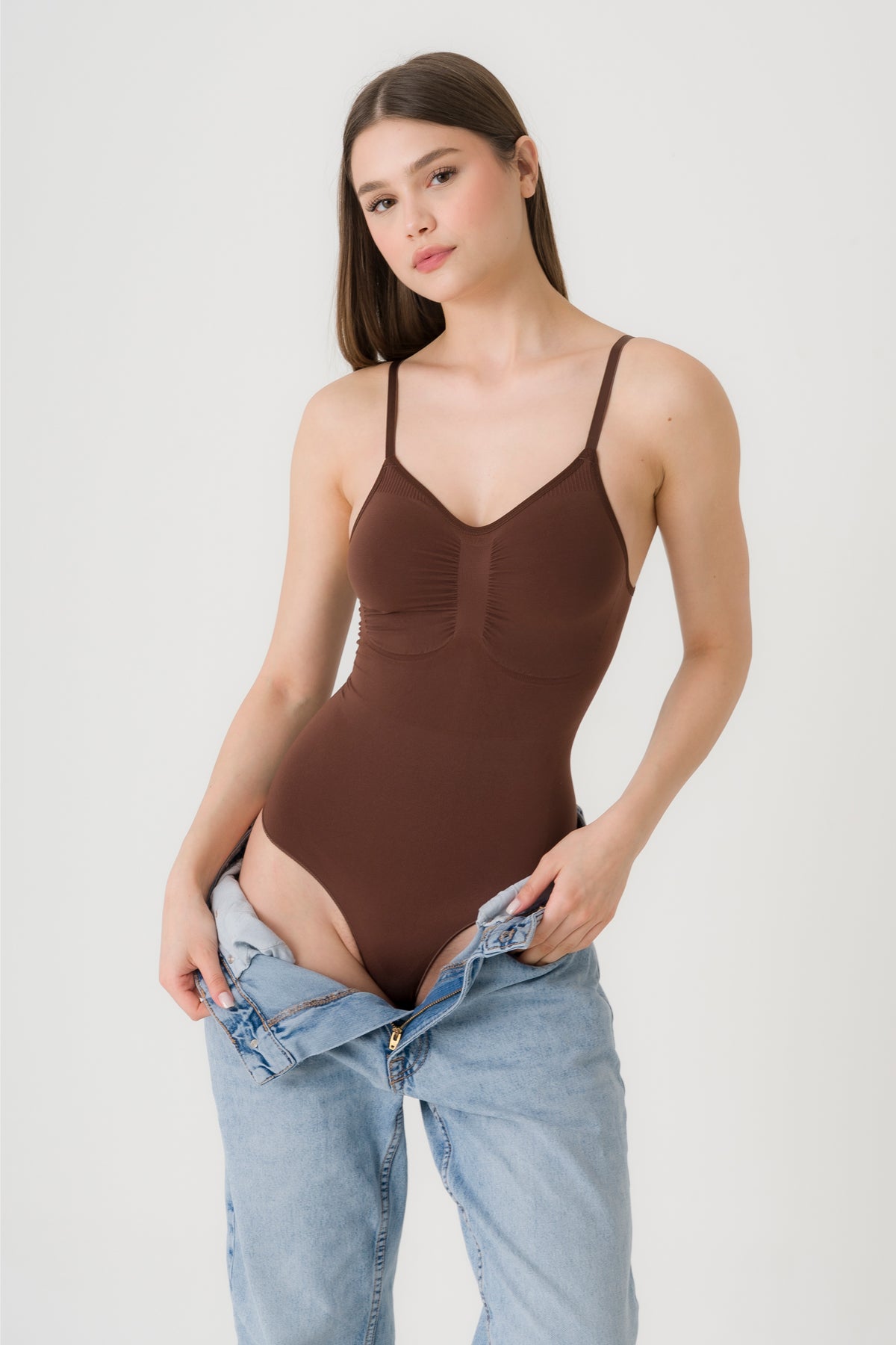 Shapewear Bodysuit mit Slip Dunkelbraun